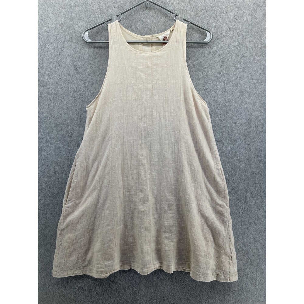 Ash & Ember Sleeveless Shift Dress Cream Size Large 100% Cotton Blush Pink